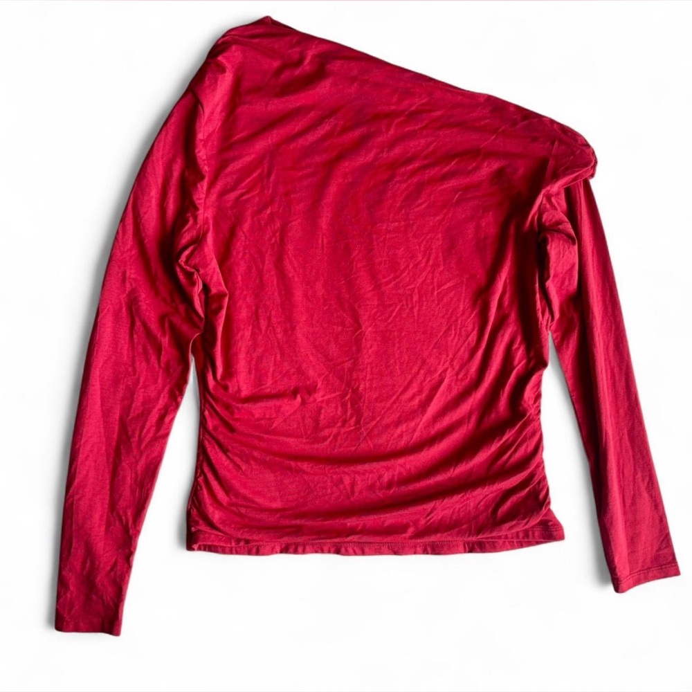Abercrombie & Fitch One-Shoulder Long Sleeve Top - Crimson